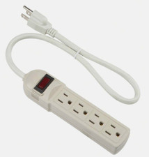 AC POWER STRIP 4 outlet compact tap w/ Surge Protector Gray 15a Gray 2 ft cord