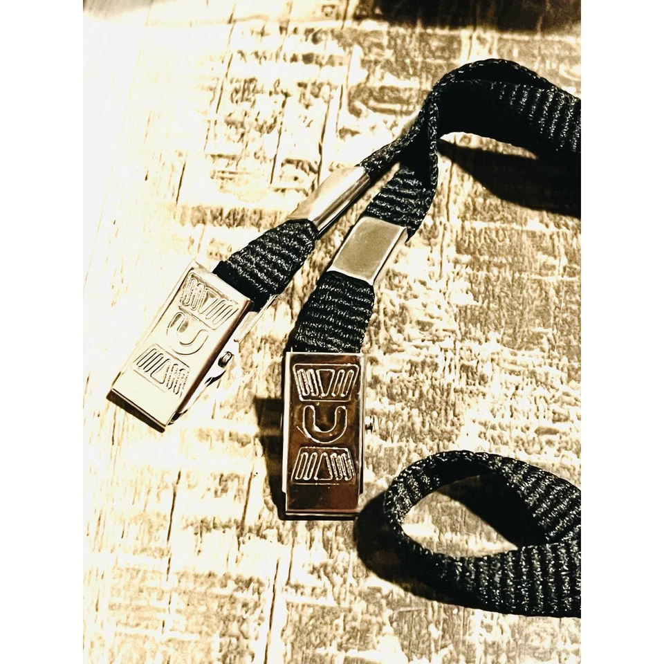 3/8'' Black Flat Opened-ended Lanyard w/ Two Bulldog Clips - 76 per pack - Image 3 of 4