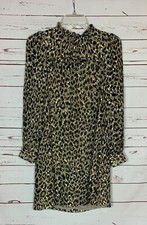 Kate Spade New York Women's 0 Gold Silk Blend Animal Print Cheetah Holiday Dress