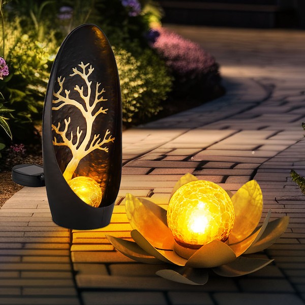Solarlampe AußEnleuchte Gartendeko Led LotusblüTe Dekoleuchte Balkonlampe 2X-image