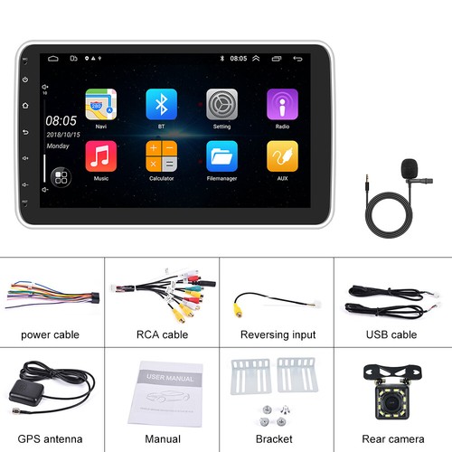 Single 1DIN Rotatable 10.1" Android 10.0 Touch Screen Car Stereo Radio GPS Wifi - Picture 12 of 12