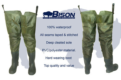 BISON PVC / NYLON THIGH HIP WADERS SIZES 6 to 12 | eBay