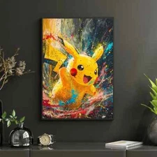 Pikachu Splash Painting Wall Art - Printable Pokemon Poster