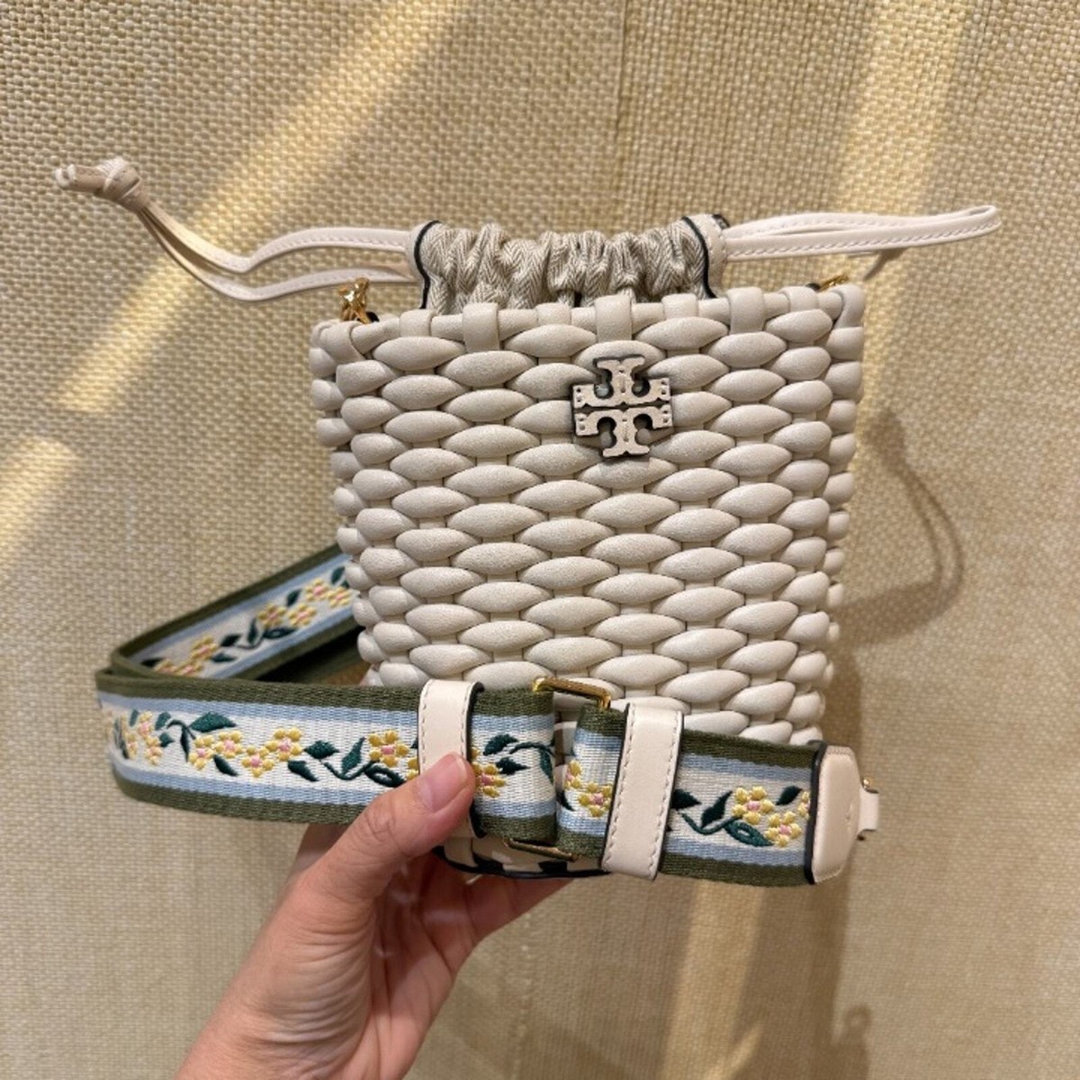 NEW Tory Burch Emerson Woven Mini Bucket Bag 160648 | eBay