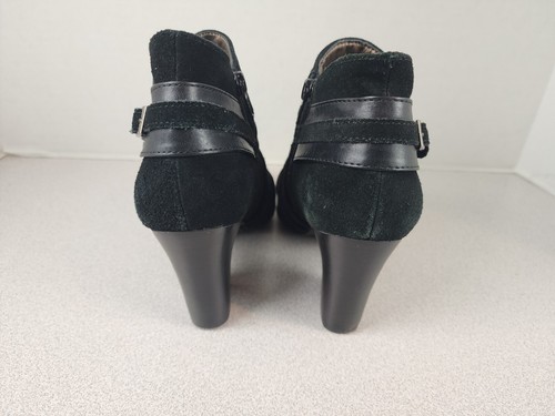 Andrew Geller Glorify Suede Leather Ankle Booties Ruched Front Buckle Detail 7M - Picture 4 of 9