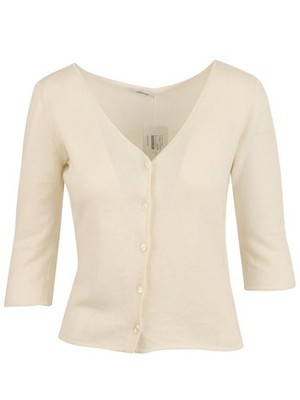Brioni Damen Strickjacke Cardigan Leinen & Elasthan Weiß Größe 40 Italy 46