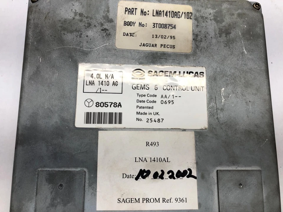 Módulo de control del motor Jaguar XJ6 1995-1996 ECU LNA1410AL 4,0 L sin sobrealimentador Foto 3 de 4