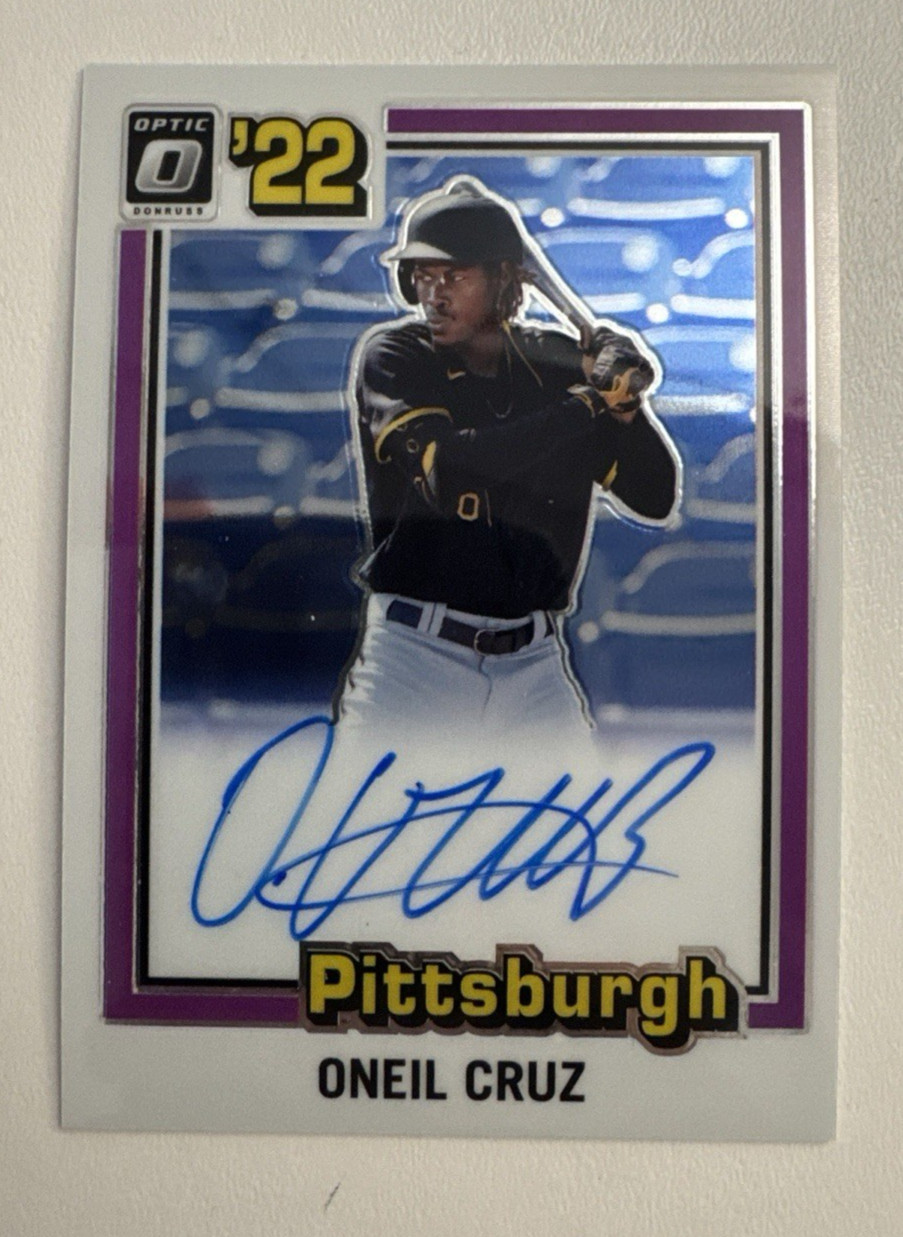Oneil Cruz #81S-OC Baseball Cards 2022 Panini Donruss Optic Retro 1981 Signatures trading card — raw and PSA graded price guide