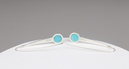 Silpada W2132 Swan Dive Sterling Silver Turquiose Hammered Threader Earrings - Picture 4 of 7