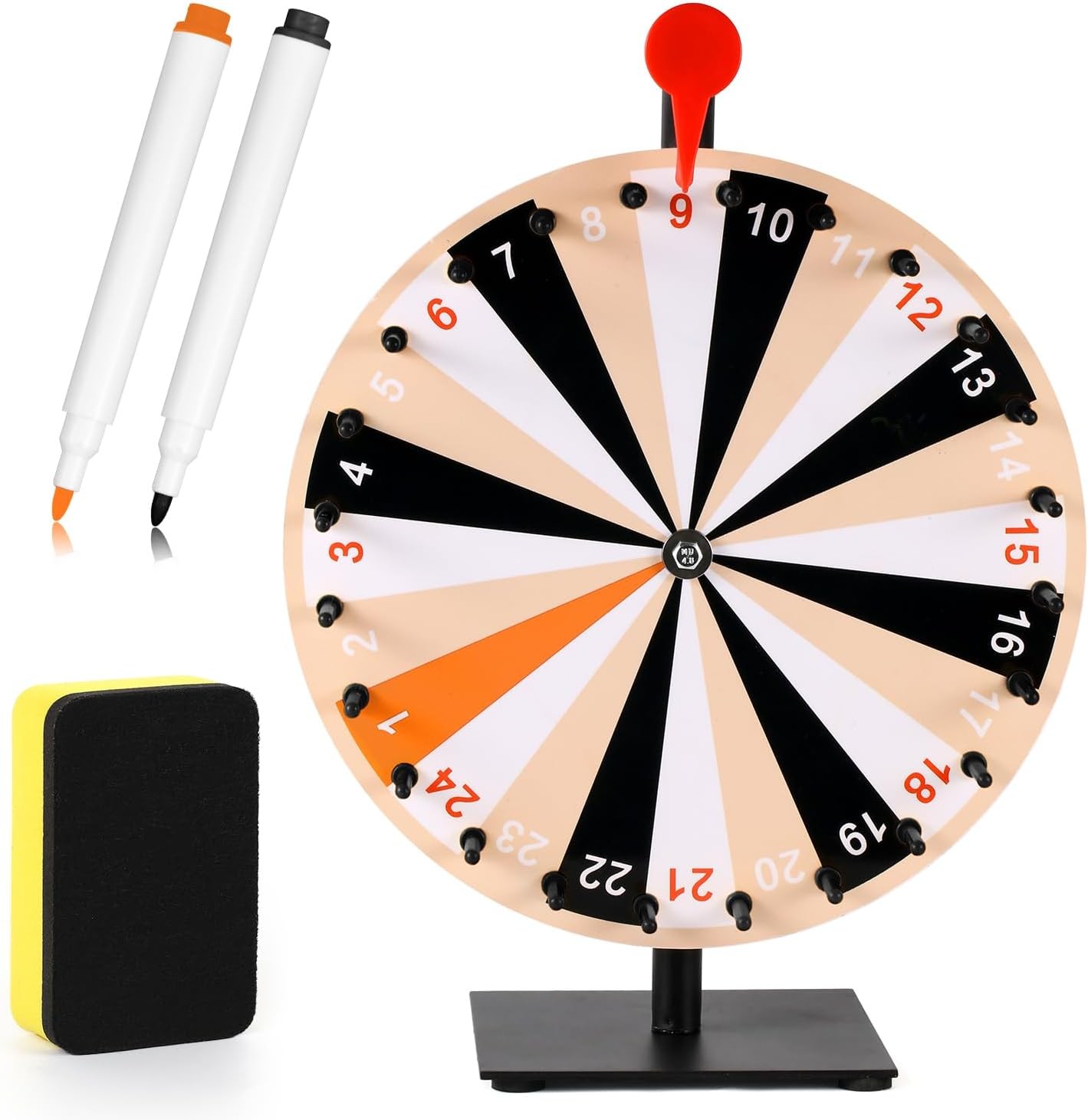 12 Inch Spinning Prize Wheel, 24 Slots Tabletop Prize Wheel Spinner with Stan...
