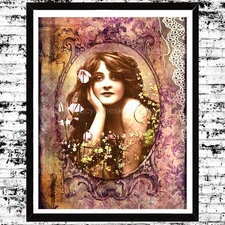 Gypsy Poppy Vintage Cameo Soft Dreamy Art Print