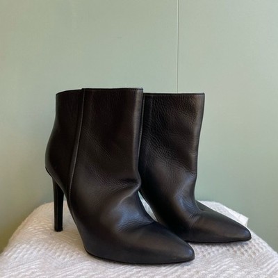 Woman By Common Projects Black Leather Heeled Ankle Boots Sz 37/US 6.5