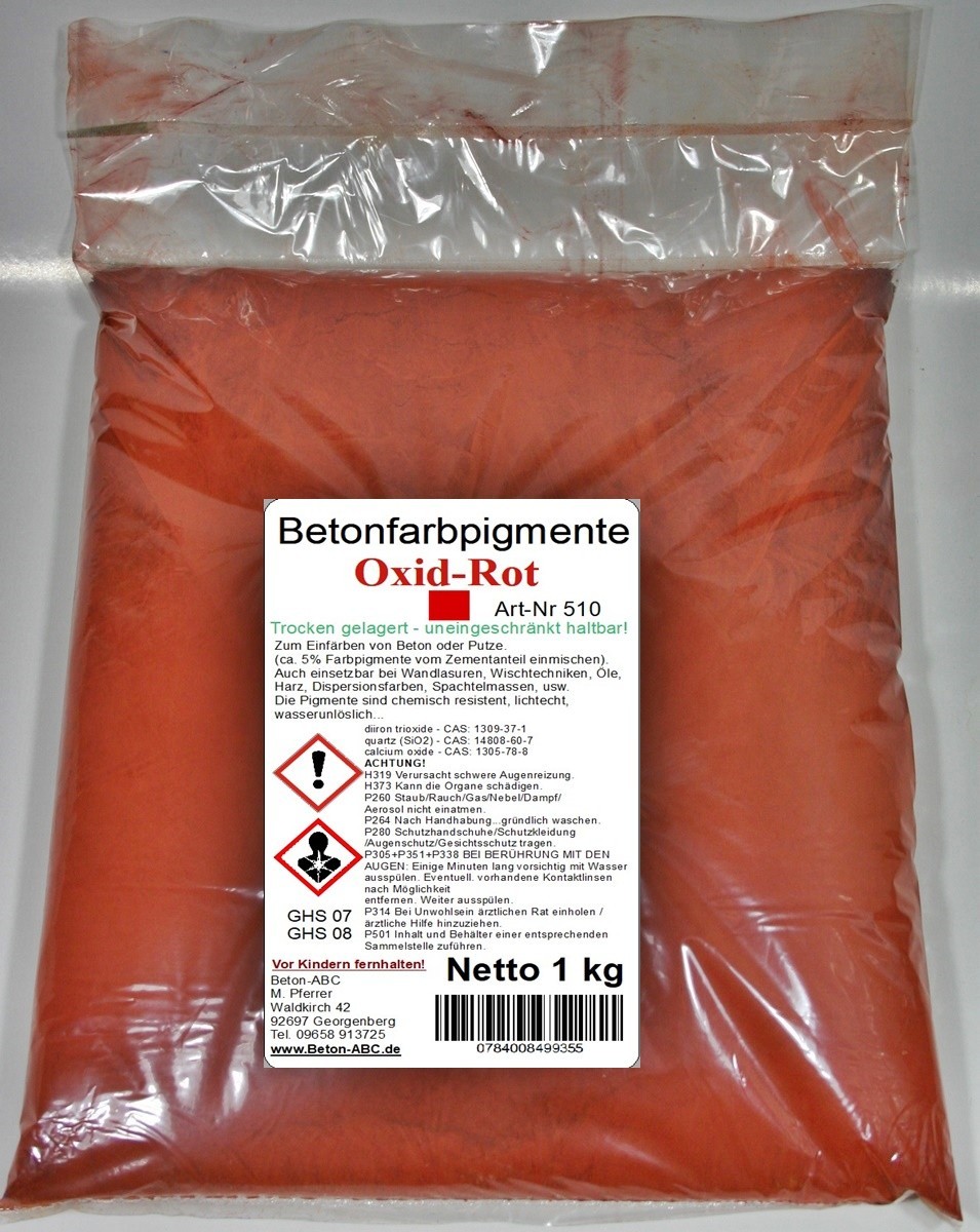 Eisenoxid Pigmentpulver Trockenfarbe Ziegelrot – 5 Kg Für Beton, Zement, Gips, Putz & Epoxidharz, Wetterfest & Lichtbeständig, Made In Germany