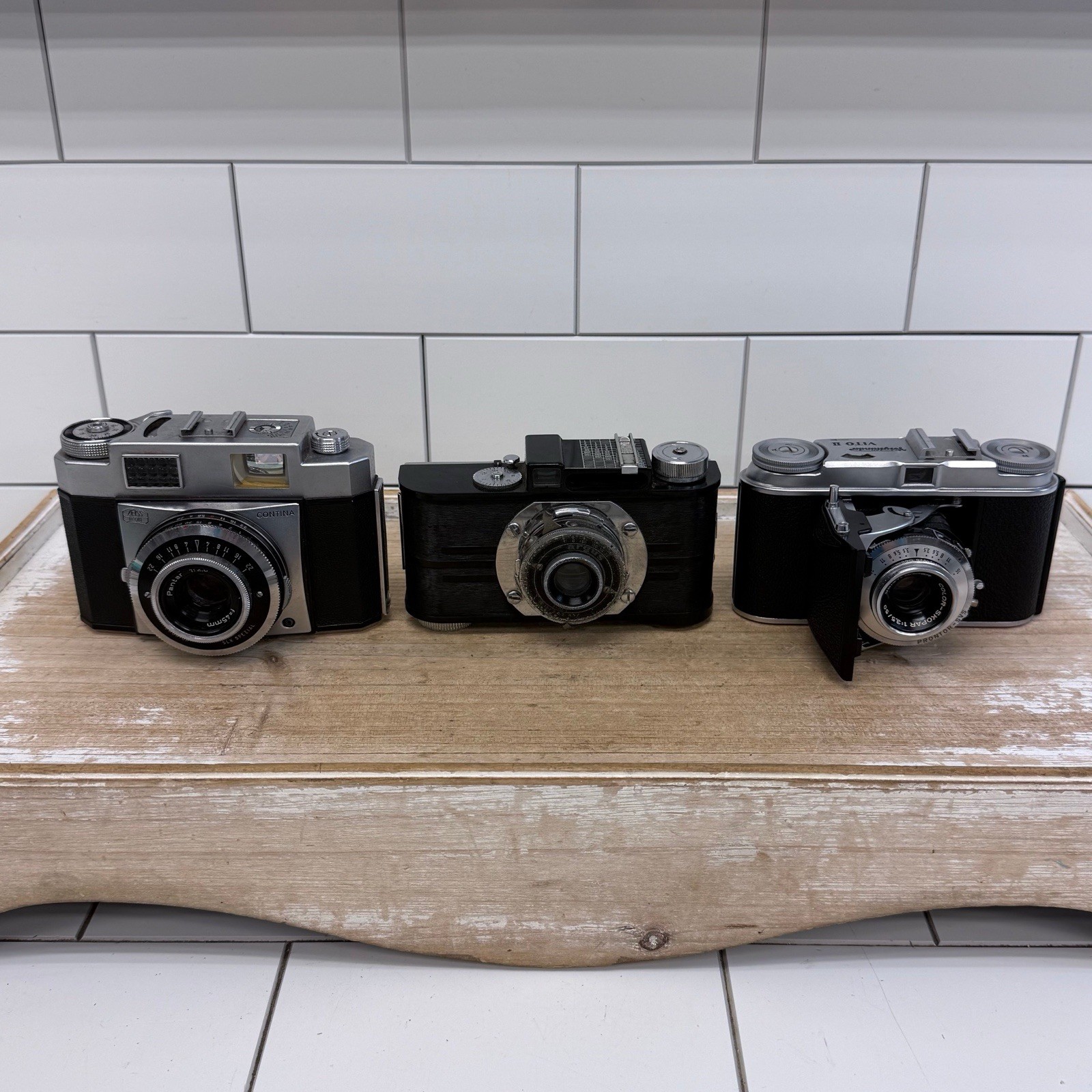 Zeiss Ikon Argus Voigtlander 35mm Film Cameras with Cases, Lot of 3 * Read