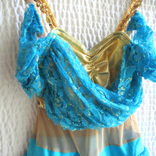 Princess Jasmine Costume romper bloomers Blue Gold SC Child Small A wish Come