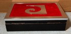 1970's PIERRE CARDIN SWEDEN MADE JEWELRY BOX RED CLOTH TOP OVERSIZED METAL LOGO — photo 4
