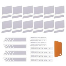 24Pcs Car Decor Stickers,4Pcs Rear View Mirror Stickers,8Pcs Sport Emblem White