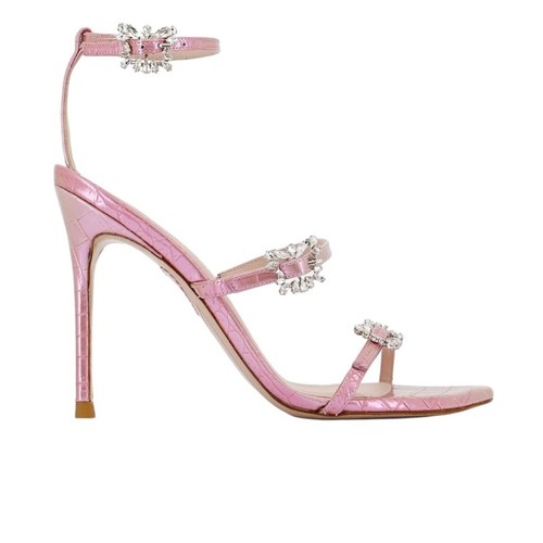 SOPHIA WEBSTER Grace Leather Strappy Mid Sandal Quartz Croc NEW EU 39 US 9 - Picture 5 of 11