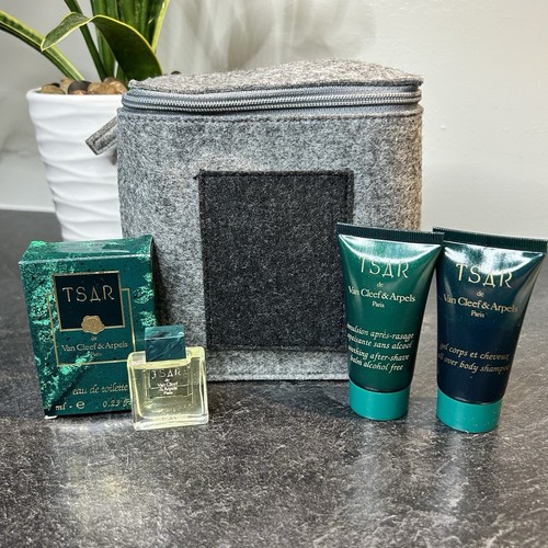 4 Pc Vintage Van Cleef & Arpels TSAR Gift Set .23 oz EDT, 1 oz Balm & Gel + Bag