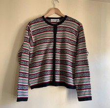 VTG Christmas Cardigan Sweater First Issue Womens Size Small Wool Angora Blend