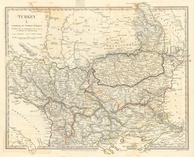 BALKAN. Nordosmanische Provinzen. Albanien Walachei Bulgarien. SDUK 1844 Karte