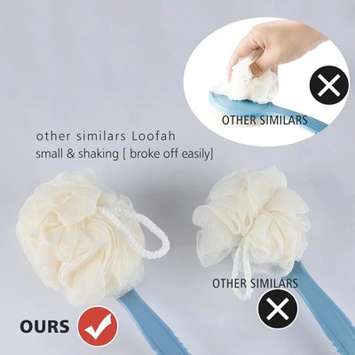 Shower Body Brush with Bristles and Loofah Back Scrubber Bath Mesh Sponge Blue