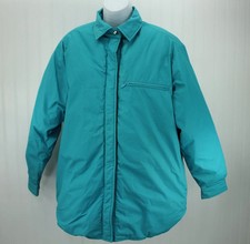 L L Bean Goose Down Jacket - Womens Size Large Used - Turquoise Snaps Barn