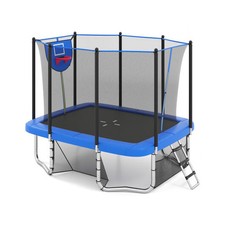 Rectangle Outdoor Trampoline 10 x 8 FT Heavy-Duty Trampoline with Basketball Hoo