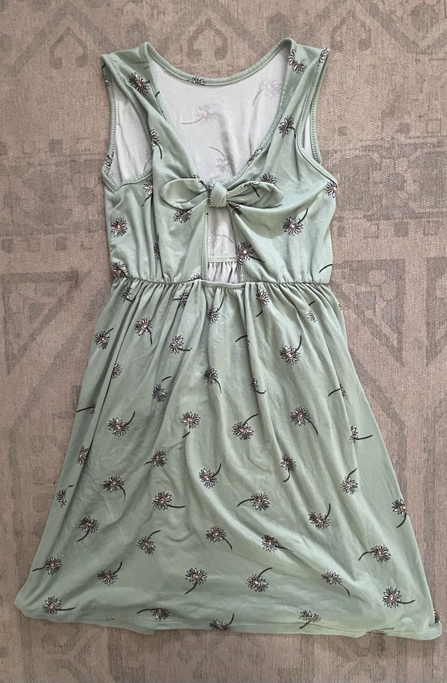 Heart & Arrow Teal Blue Floral Print Sleeveless Dress Girls Size 10 - Image 2 of 4