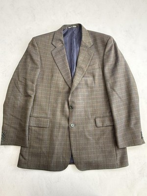 Brook Taverner Jacket Mens 46 Brown Wool Cashmere Herringbone Tweed Blazer