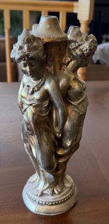 Vintage Three Graces Art Nouveau Heavy Brass Figural Lamp Base 11"