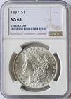 1887 Morgan Silver Dollar NGC MS 63  - Philadelphia Mint