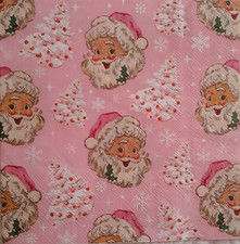 2 individual Paper Decoupage NAPKINS - SANTA CHRISTMAS HEAD AND TREES