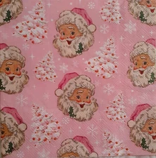 2 individual Paper Decoupage NAPKINS - SANTA CHRISTMAS HEAD AND TREES