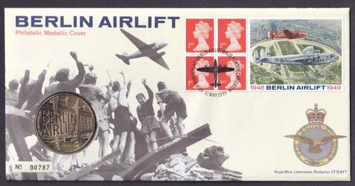 GB Coin Stamps Cover 1999  Berlin Airlift Philatelic Medallic Cover, VF