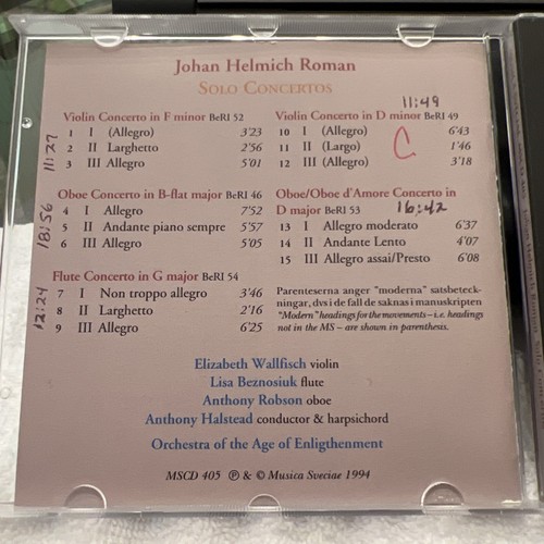 Johan Roman: Solo Concertos, Halstead, Orchestra Age CD 1994 Musica Sveciae - Imagen 3 de 5