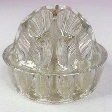 Vintage Glass Flower Frog 19 Stem Holes Clear Domed Heavy READ