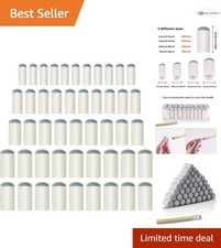 Pool Cue Tips Set 50 Pieces Leather Plastic 4 Sizes for Billiard Replacement