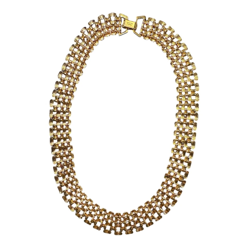 VINTAGE NAPIER Gold Tone Choker Necklace Beautiful! N210 - Image 2 of 4