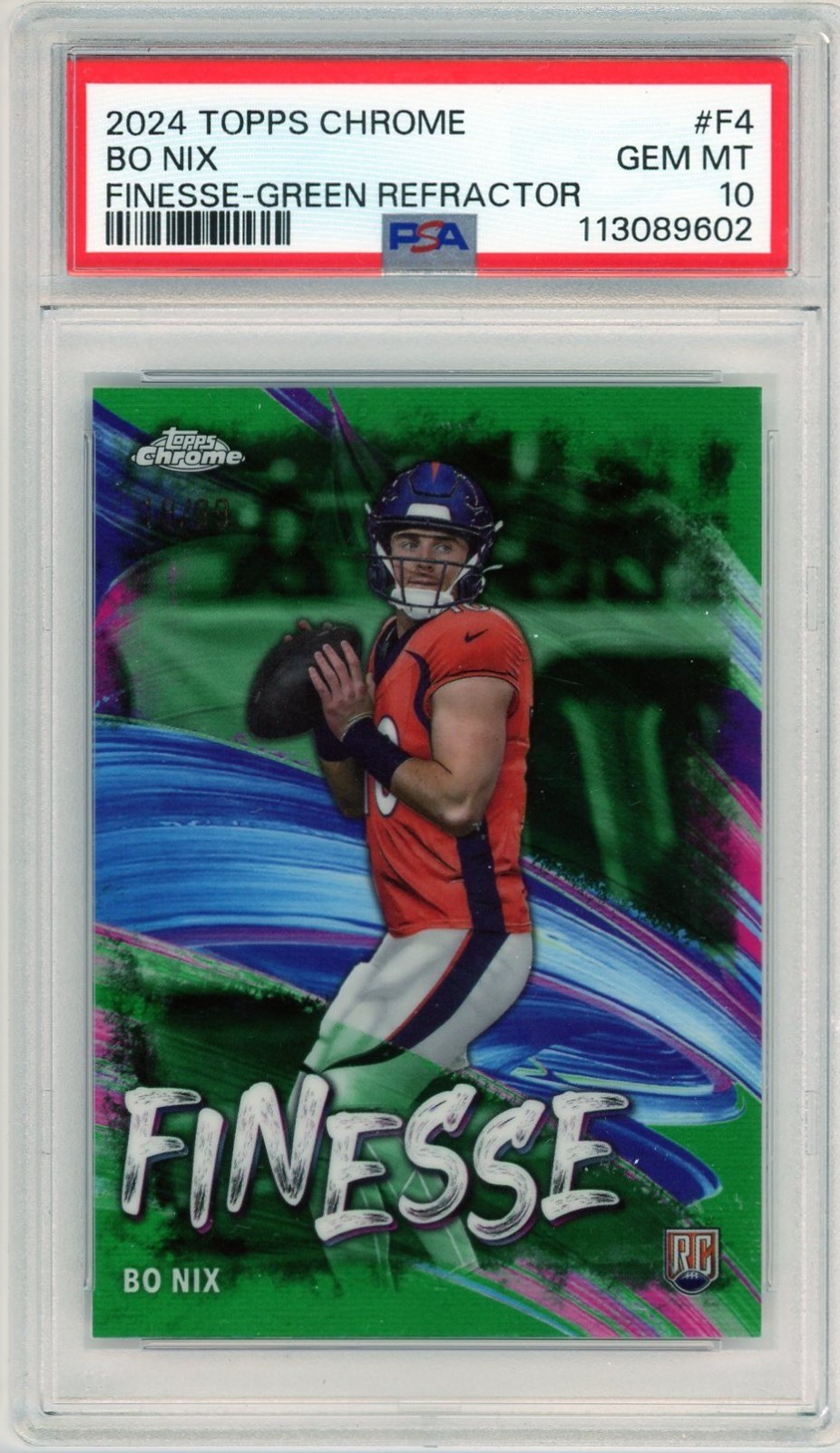 Bo Nix Topps Chrome Finesse #F4 Green Refractor