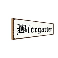 Holzschild 10x27 cm Alkohol Birgarten Essen Trinken Deko Geschenk Holz Schild