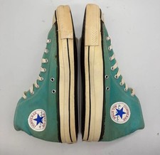 Vintage 80s CONVERSE ALL STAR HI - Turquoise Blue - Made in USA   US 10.5