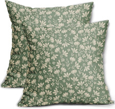 Spring Sage Green Pillow Covers 18X18 Set of 2 Vintage Floral Rustic Old Style C