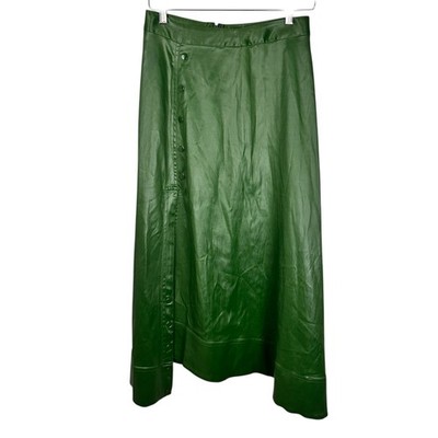 3.1 Phillip Lim High Slit A-line Midi Skirt Size 4 Emerald Green Sheen