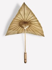 RARE Vintage Asian Triangle Rice Paper Bamboo Parasol Umbrella