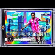 LIONEL MESSI DOWNTOWN REFRACTOR RARE SP Insert Miami Skyline Holo Silver Prizm