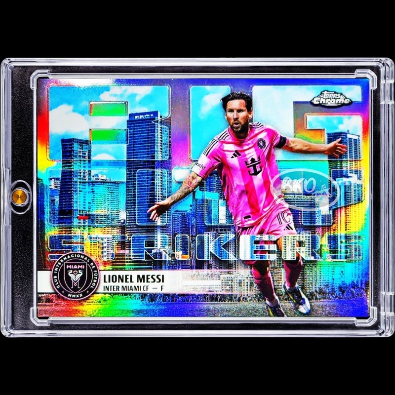 LIONEL MESSI DOWNTOWN REFRACTOR RARE SP Insert Miami Skyline Holo Silver Prizm