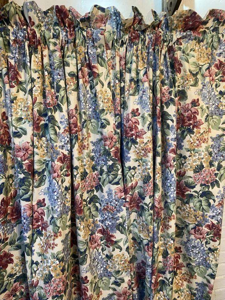 "Cortinas de bolsillo de varilla floral forradas pesadas personalizadas 2 pares 4 paneles cada panel 50""x88""" Foto 2 de 4