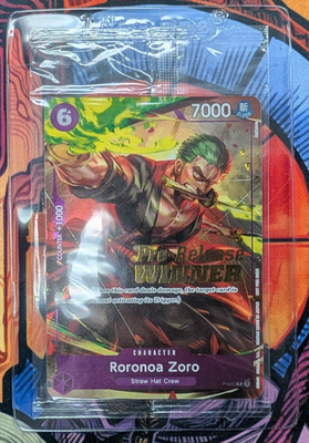 Roronoa Zoro OP-06 Pre-Release Winner Promo SEALED P-045 One Piece