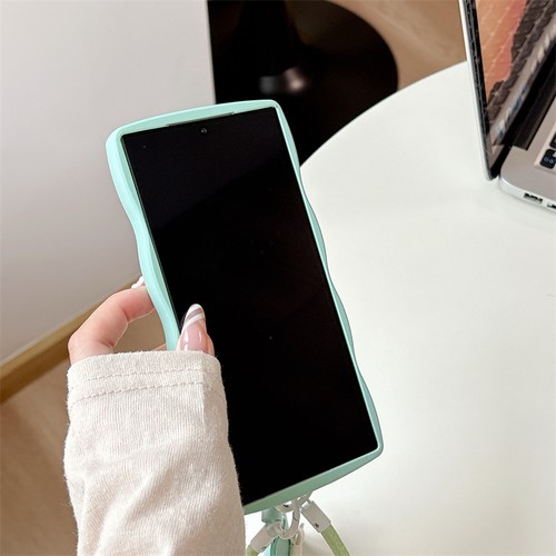 For Samsung S25/S24/S23 FE Ultra Case Cute Wave Phone Cover +Bow Star Hand Strap - Picture 5 of 20